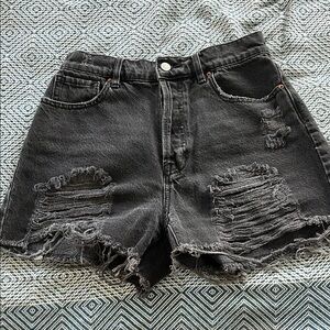 PacSun Black Jean Shorts Distressed High-Waisted